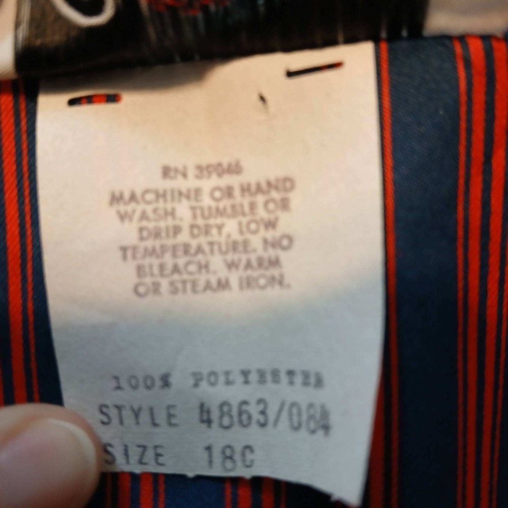 Vtg 80s Countess Striped Shirt Dress Navy Red Midi Button Belted 18C Mod Style - Picture 3 of 11
